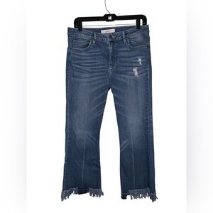 Hidden Medium Wash Frayed Hem Cropped Bootcut Jeans Size‎ 31